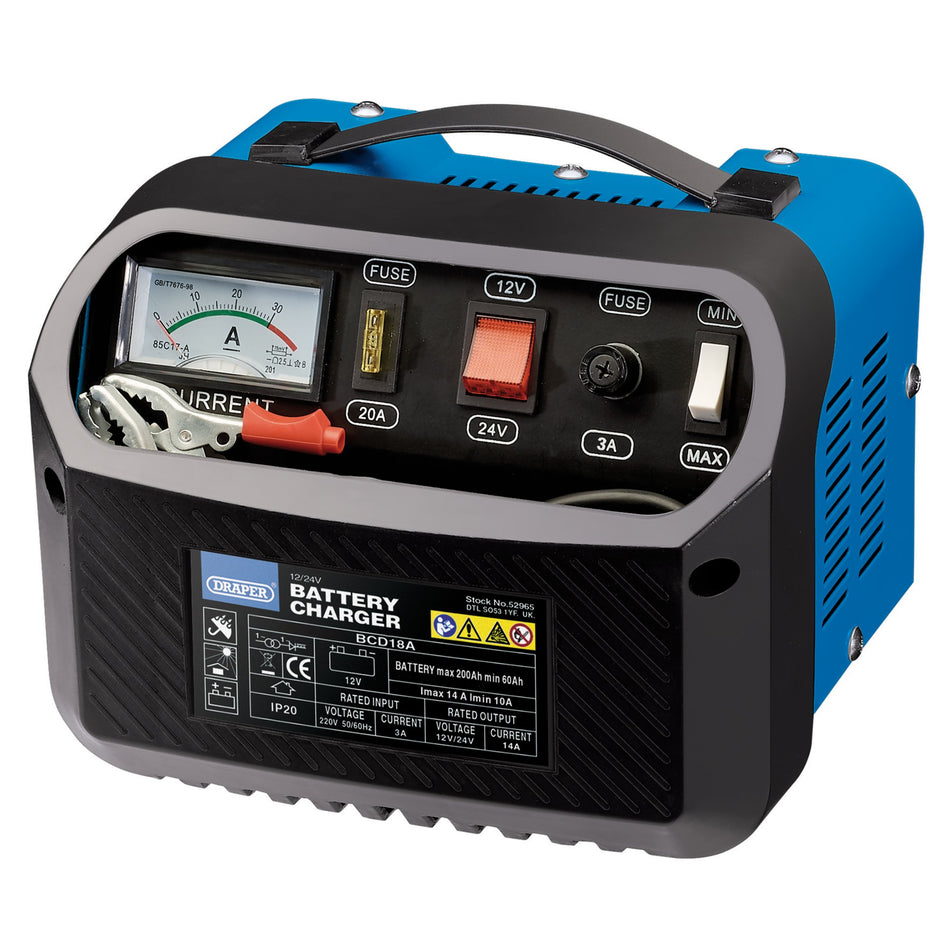 Draper 52965 12/24V Battery Charger, 10 - 14A