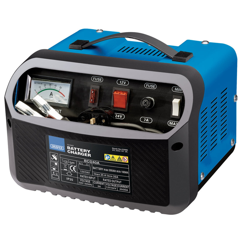 Draper 53000 12/24V 20-25A Battery Charger