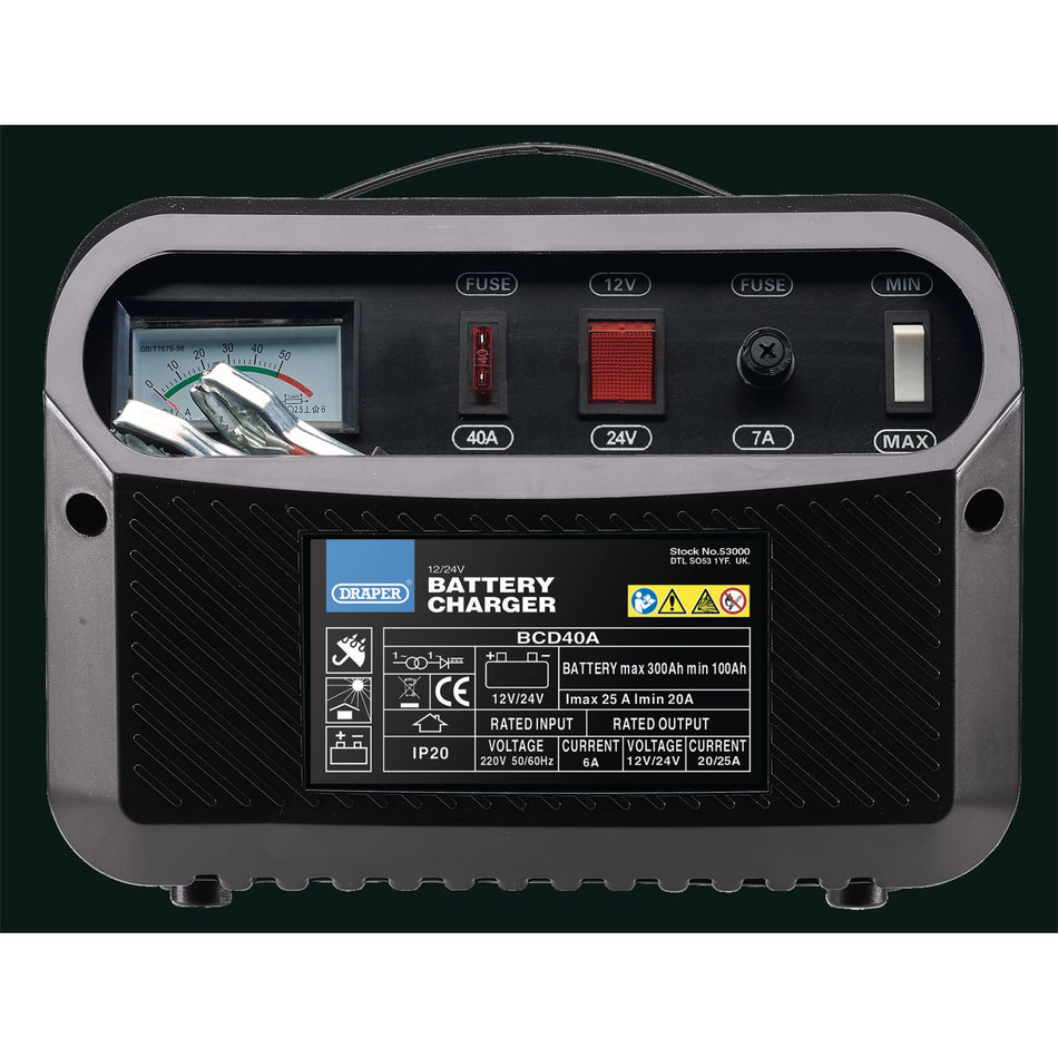 Draper 53000 12/24V 20-25A Battery Charger