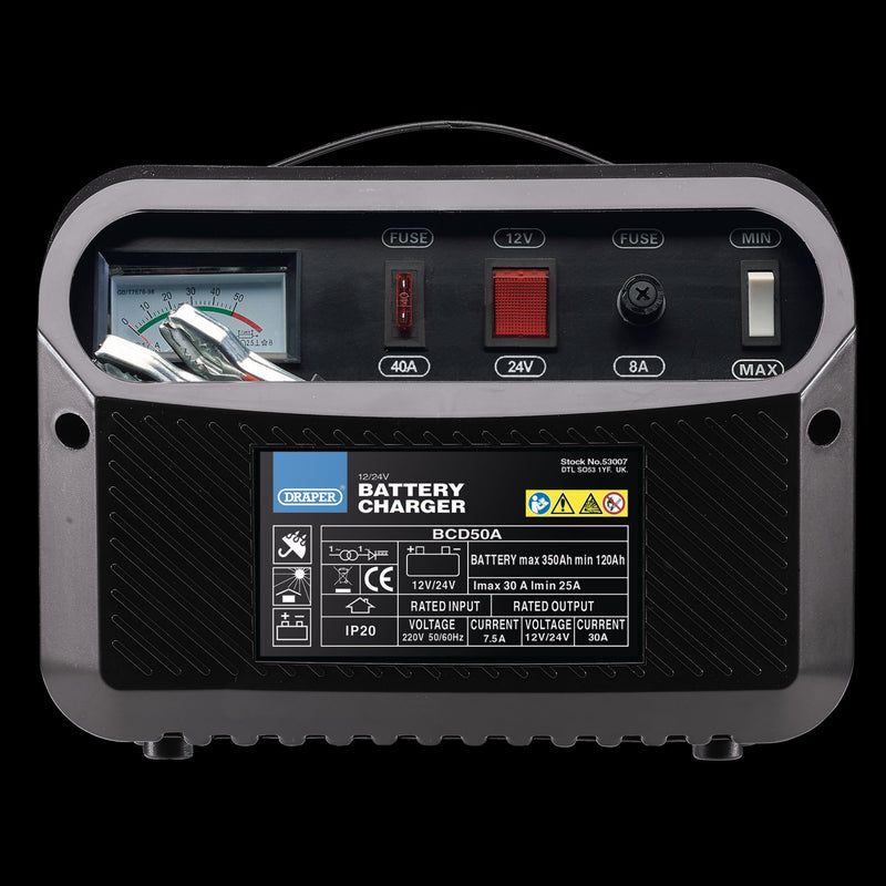 Draper 53007 12/24V 120-350A Battery Charger
