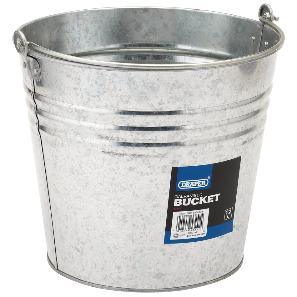 Draper 53241 Galvanised Steel Bucket, 12L