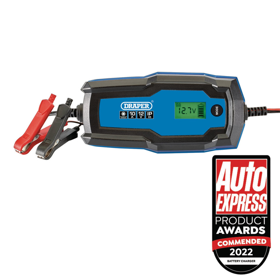 Draper 53491 6/12V Smart Charger and Battery Maintainer, 10A