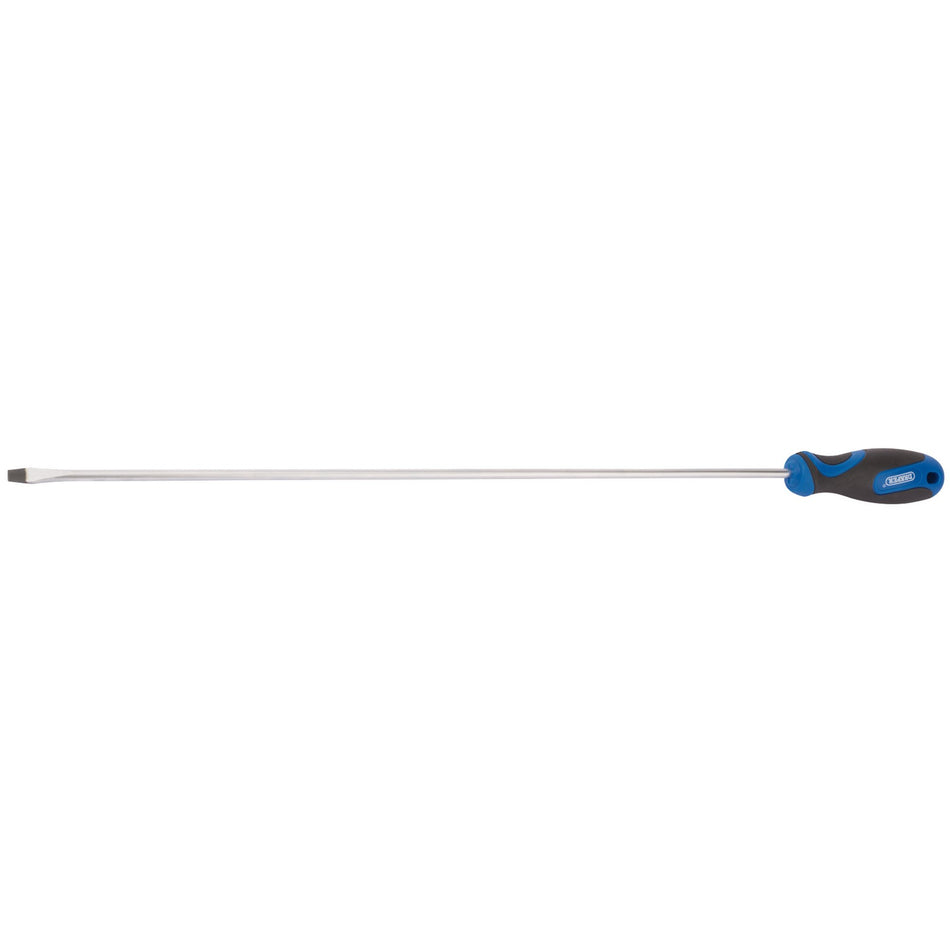 Draper 53508 Extra Long Reach Soft Grip Plain Slot Screwdriver, 6.0 x 450mm