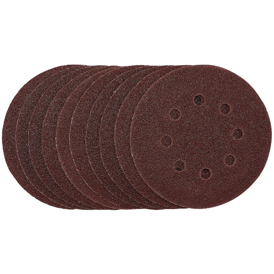 Draper 54392 Sanding Discs, 125mm, Hook & Loop, 40 Grit, (Pack of 10)