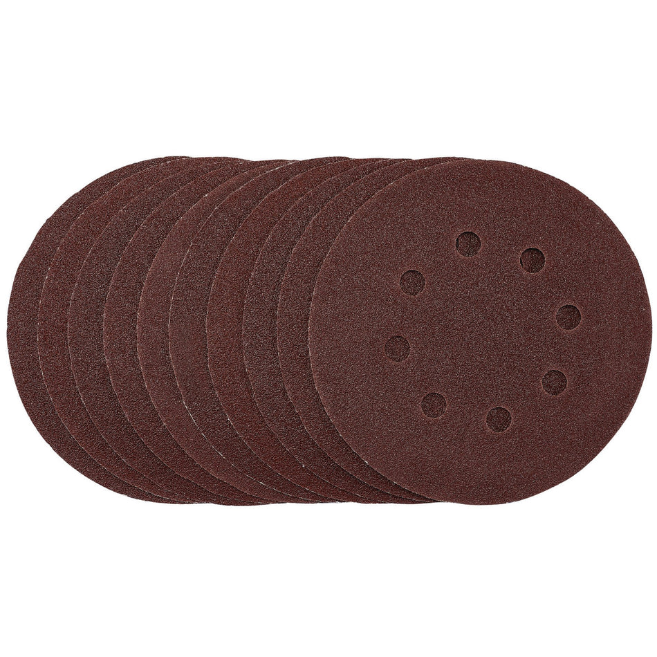 Draper 54755 Sanding Discs, 125mm, Hook & Loop, 80 Grit, (Pack of 10)