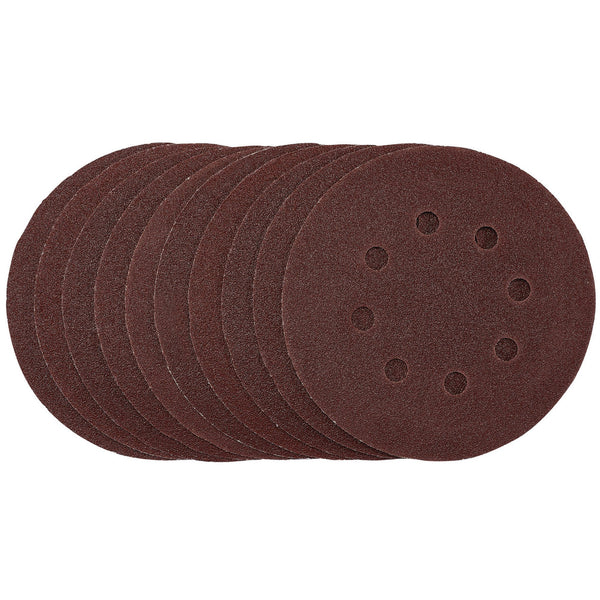 Draper 54755 Sanding Discs, 125mm, Hook & Loop, 80 Grit, (Pack of 10)
