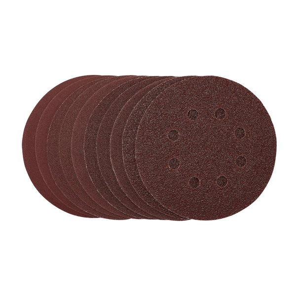 Draper 54759 Sanding Discs, 125mm, Hook & Loop, Assorted Grit, (Pack of 10)