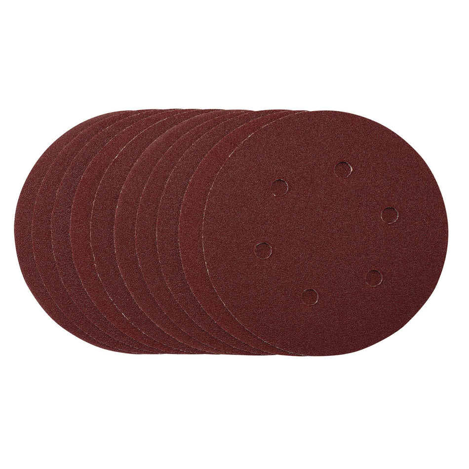 Draper 54888 Sanding Discs, 150mm, Hook & Loop, 80 Grit, (Pack of 10)