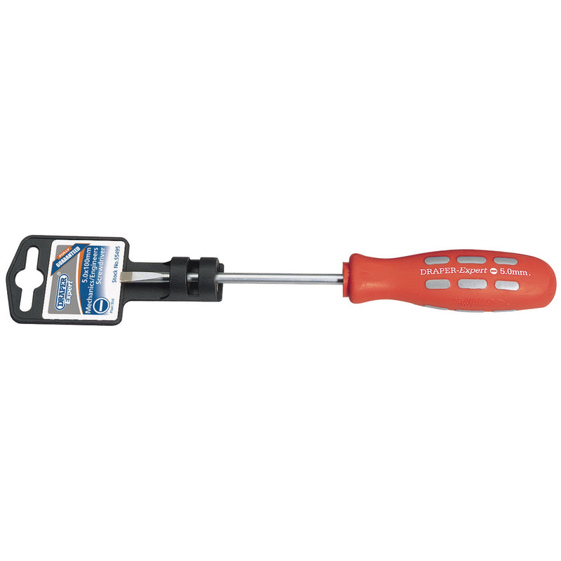 Draper 55495 Plain Slot Parallel Tip Mechanic's Screwdriver, 5 x 100mm