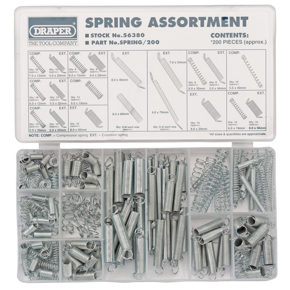 Draper 56380 Compression and Extension Spring Assortment (200 Piece)