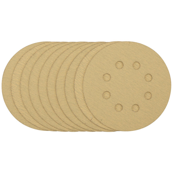 Draper 58111 Gold Sanding Discs with Hook & Loop, 125mm, 120 Grit (Pack of 10)
