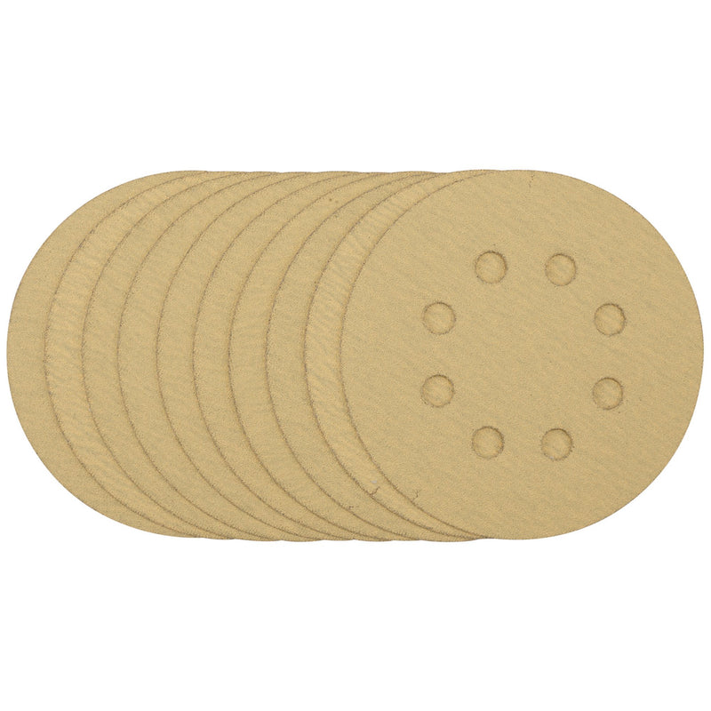 Draper 58111 Gold Sanding Discs with Hook & Loop, 125mm, 120 Grit (Pack of 10)