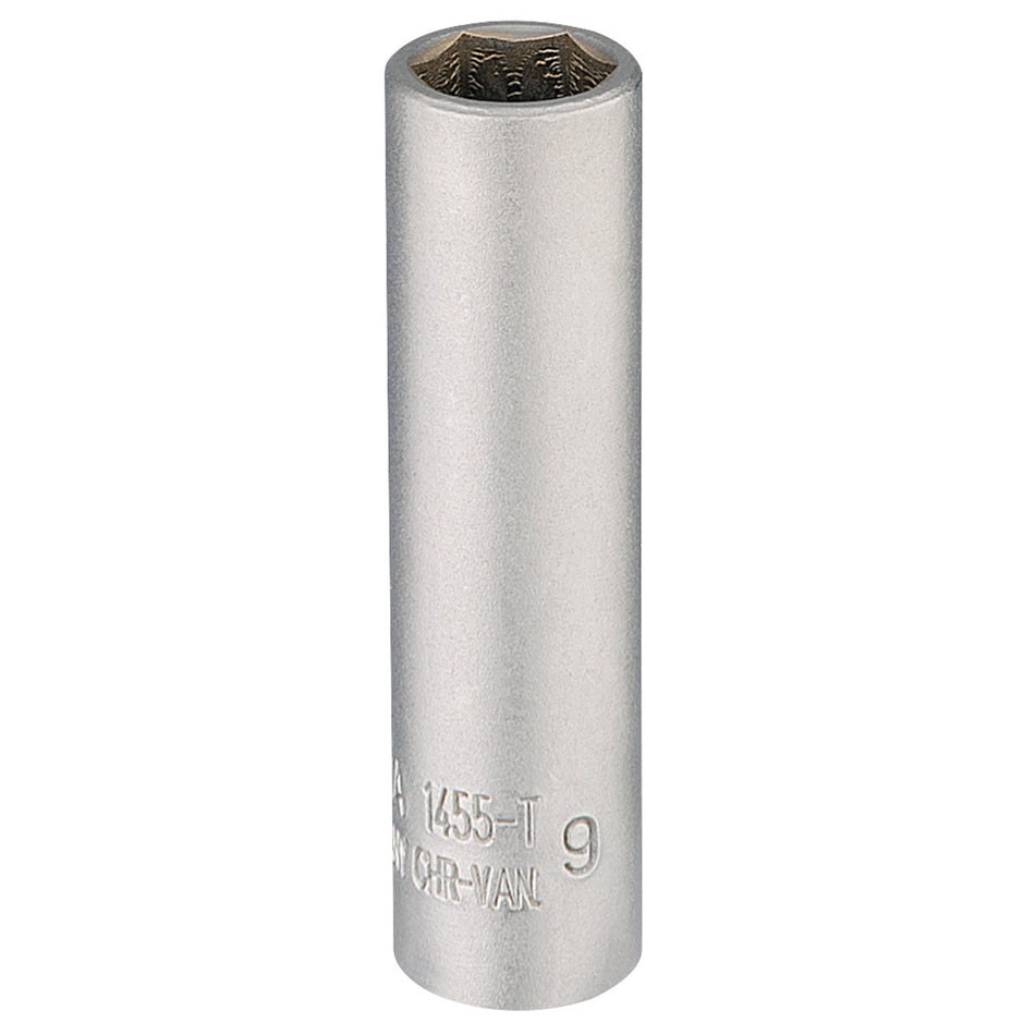 Draper 58729 Elora Deep Socket, 1/4" Sq. Dr., 9mm