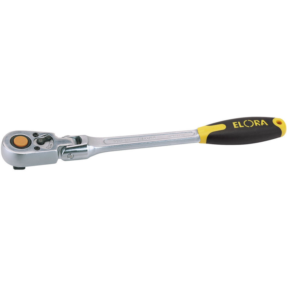 Draper 58750 Elora Quick Release Soft Grip Reversible Ratchet with Flexible Head, 1/2" Sq. Dr., 305mm