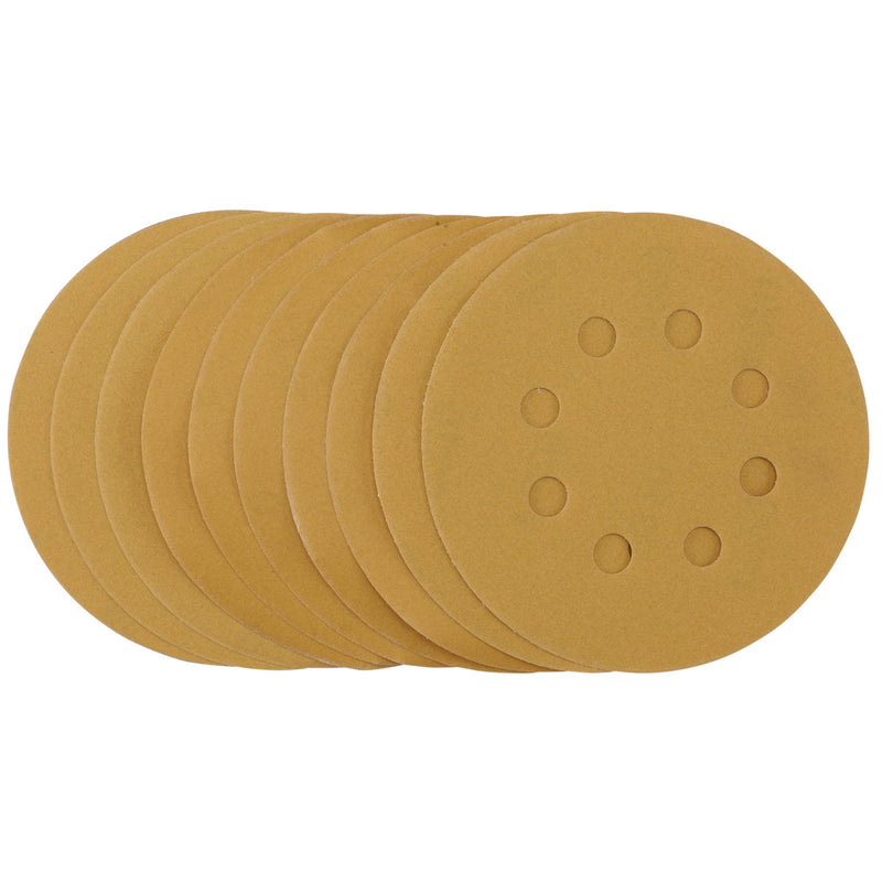Draper 59766 Gold Sanding Discs with Hook & Loop, 125mm, 320 Grit (Pack of 10)