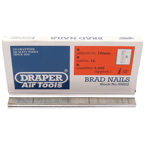 Draper 59822 Brad Nails, 10mm (Pack of 5000)