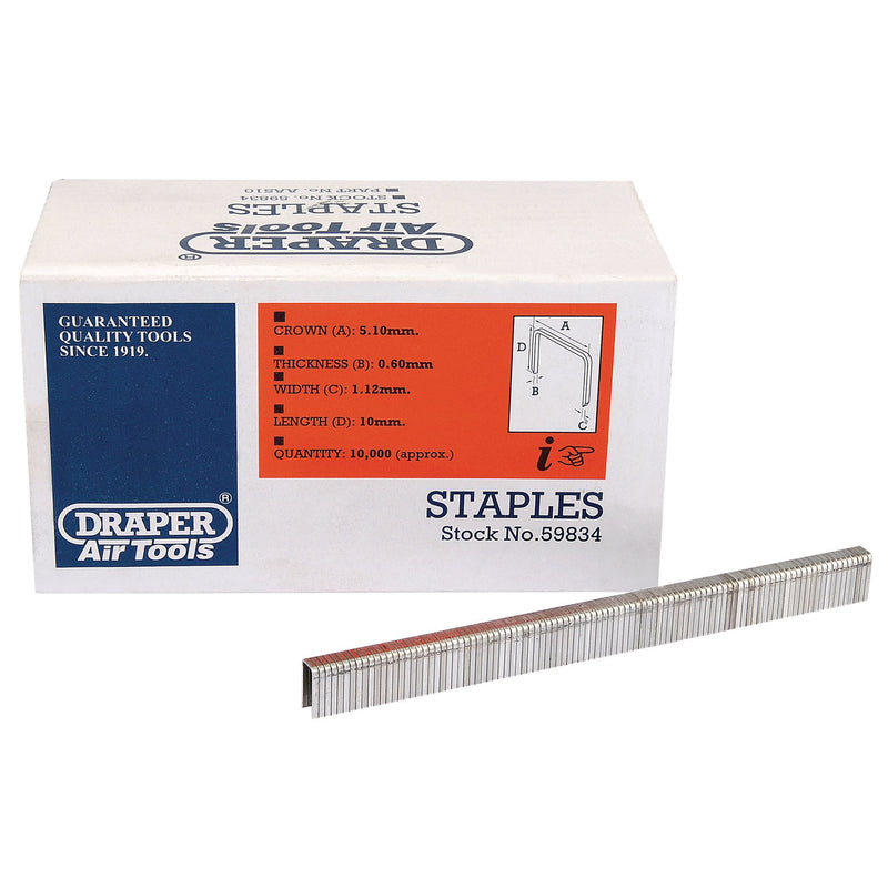 Draper 59834 Staples, 10mm  (Pack of 10000)