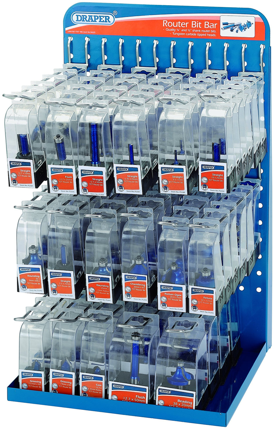Draper 90862 Router Bit Dispenser Complete with 98 Assorted Router Bits
