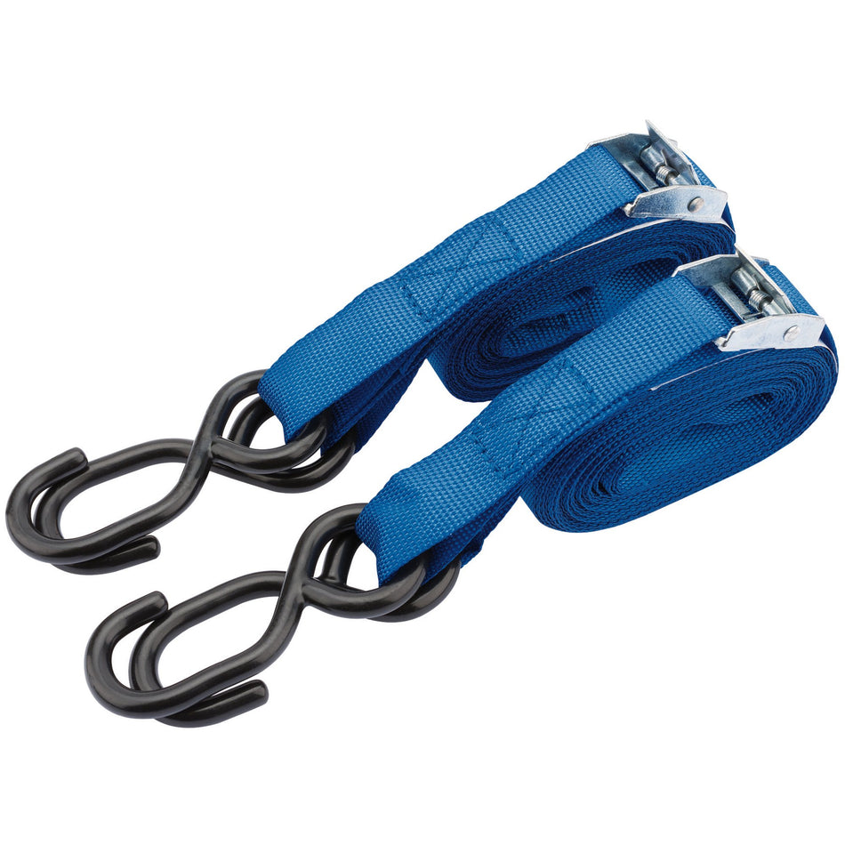 Draper 60963 Ratcheting Tie Down Straps, 5.0m x 25mm, 125kg (2 Piece)