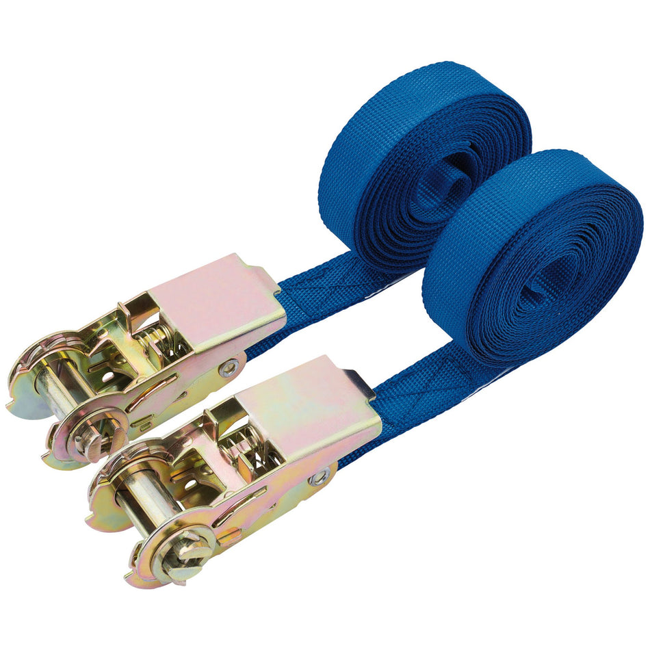 Draper 60966 Ratcheting Tie Down Straps, 4.5m x 25mm, 250kg (2 Piece)