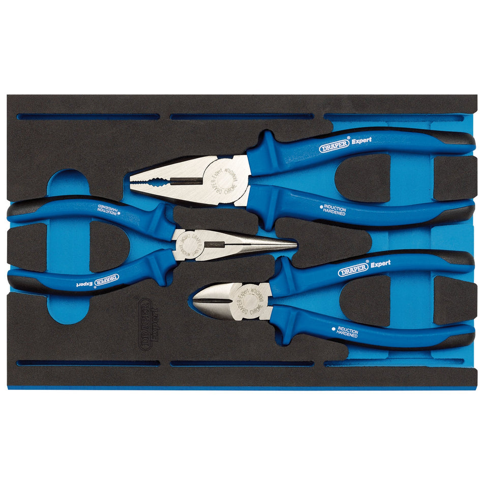 Draper 63262 Heavy Duty Plier Set in 1/4 Drawer EVA Insert Tray (3 Piece)