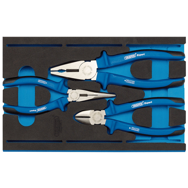 Draper 63262 Heavy Duty Plier Set in 1/4 Drawer EVA Insert Tray (3 Piece)