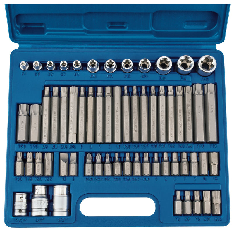 Draper 63376 Mechanic's Socket and Bit Set, 3/8, 1/2" Sq. Dr. (61 Piece)