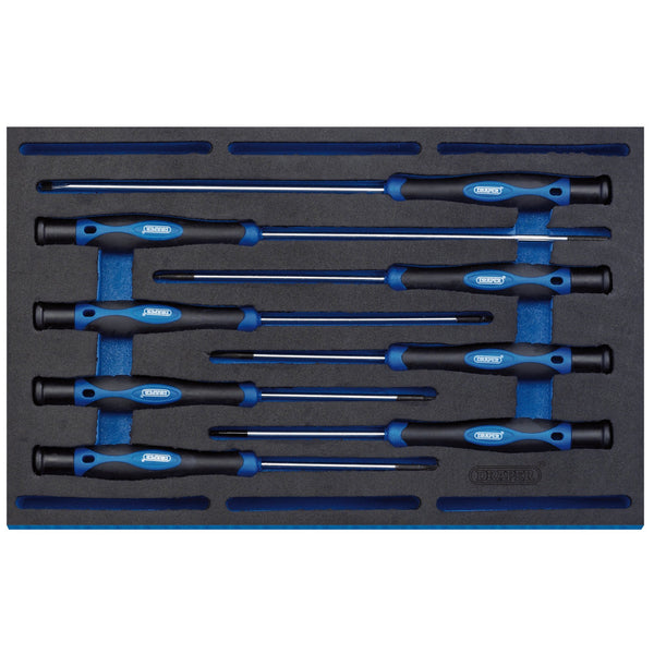 Draper 63399 Extra Long Precision Screwdriver Set in 1/4 Drawer EVA Insert Tray (8 Piece)