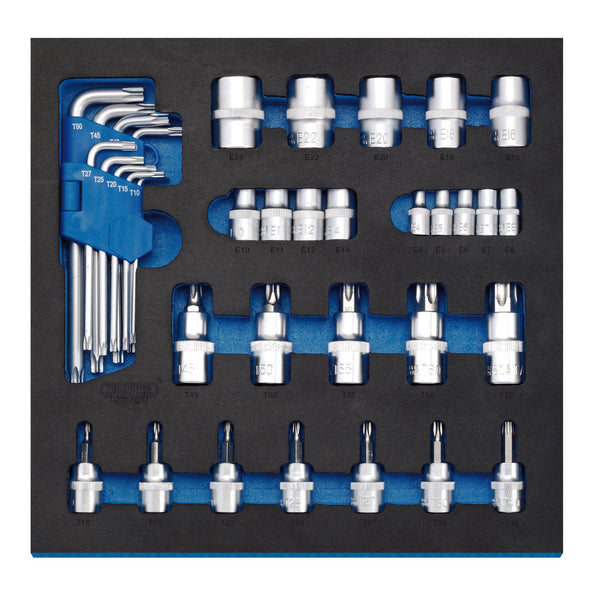 Draper 63512 Draper TX-STAR&#174; Screwdriver Insert Bits and Keys in 1/2 Drawer EVA Insert Tray (35 Piece)