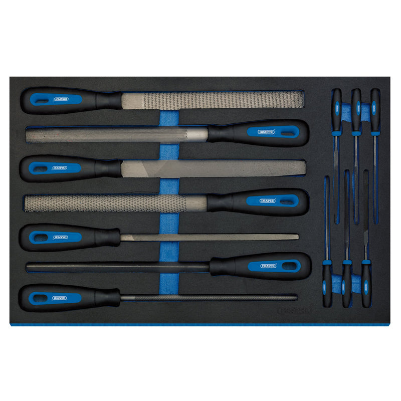 Draper 63513 Hand File Set in 3/4 Drawer EVA Insert Tray (13 Piece)