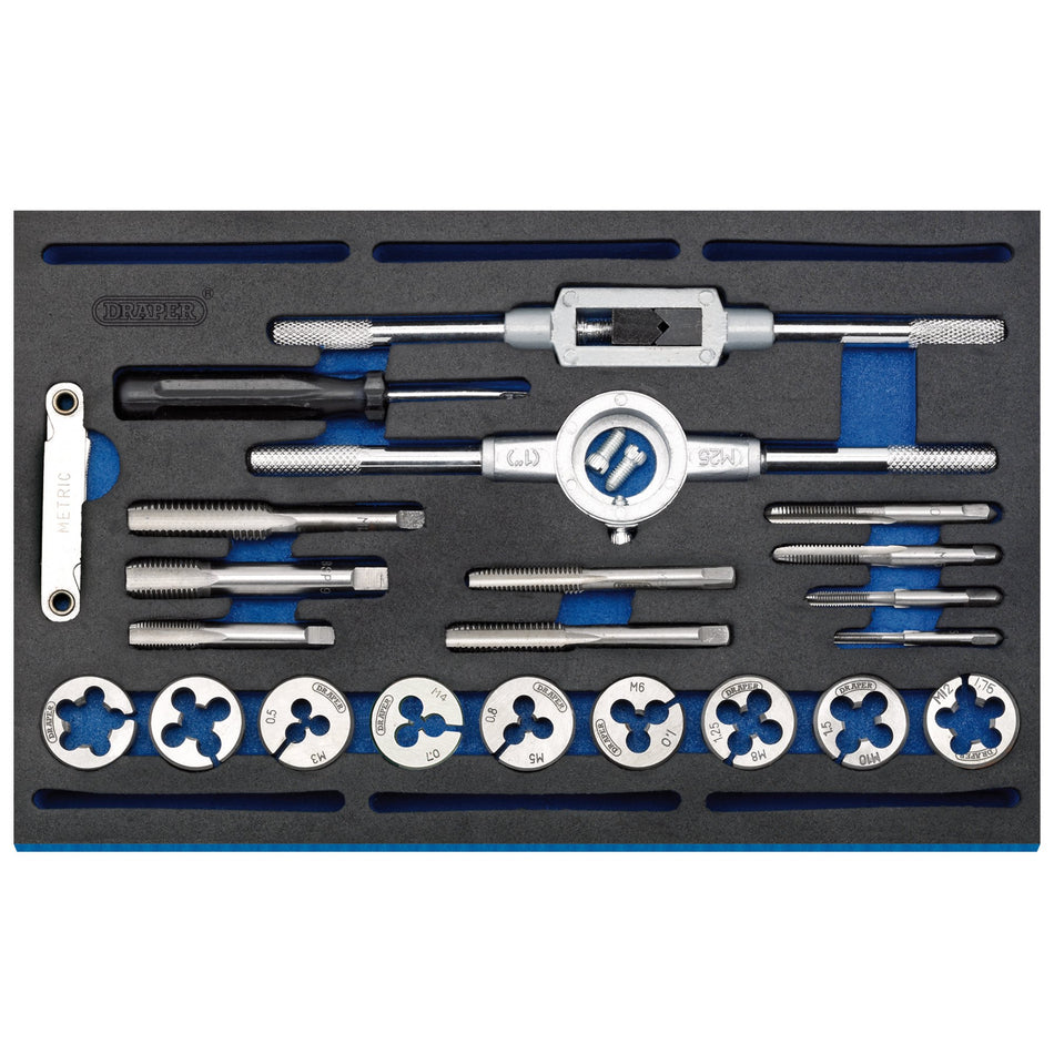 Draper 63520 Combination Tap and Die Set - Metric and BSP in EVA Foam Insert Tray (22 Piece)