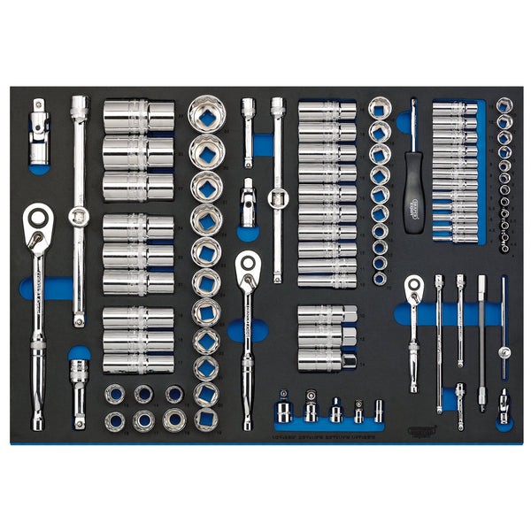Draper 63539 Socket Set in Full Plus Drawer EVA Insert Tray, 1/4", 3/8" & 1/2" (96 Piece)