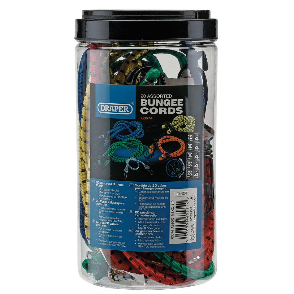 Draper 63574 Assorted Bungee Cords (Pack of 20)
