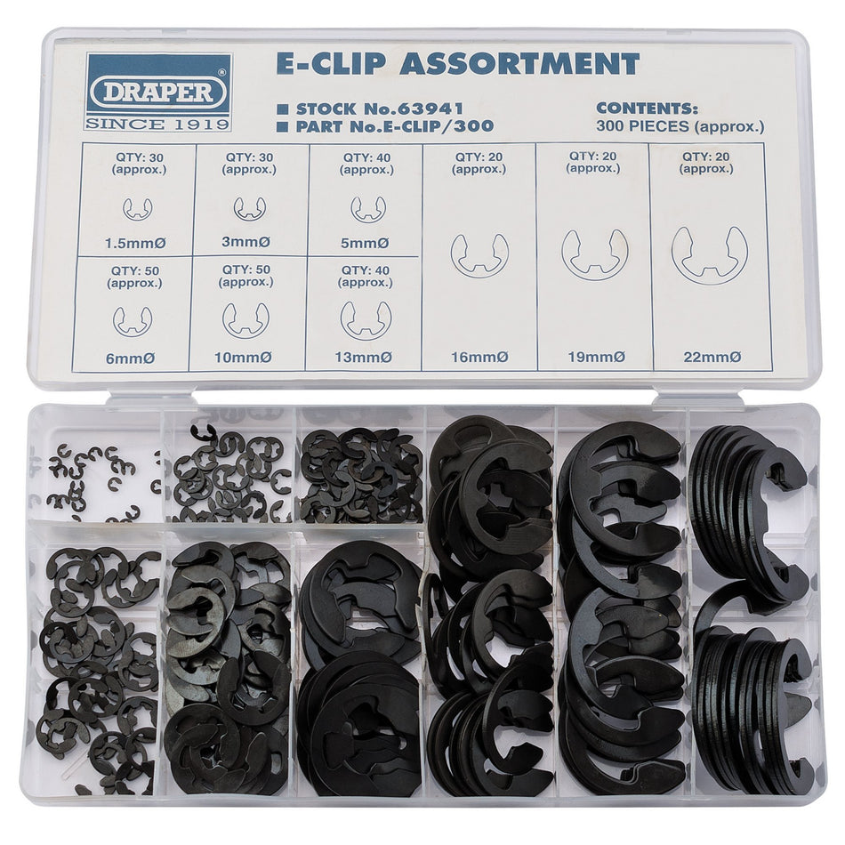 Draper 63941 E-Clip Assortment (300 Piece)