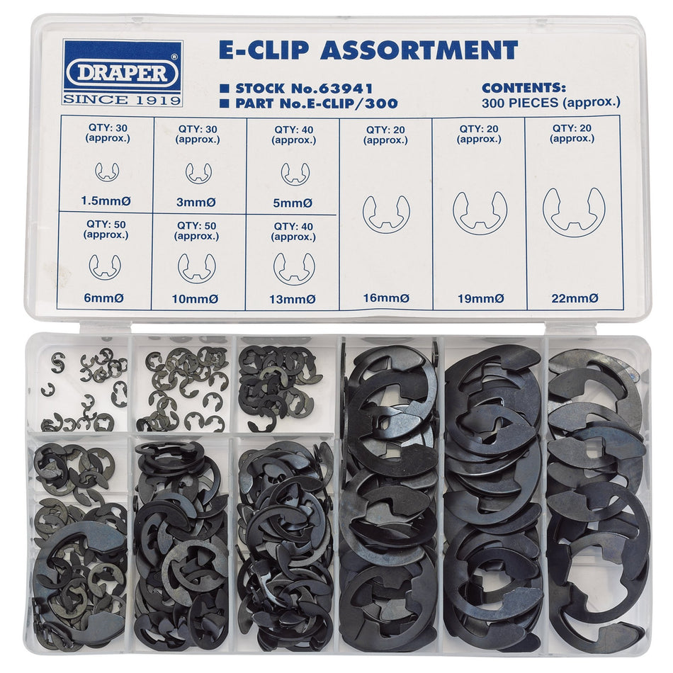 Draper 63941 E-Clip Assortment (300 Piece)