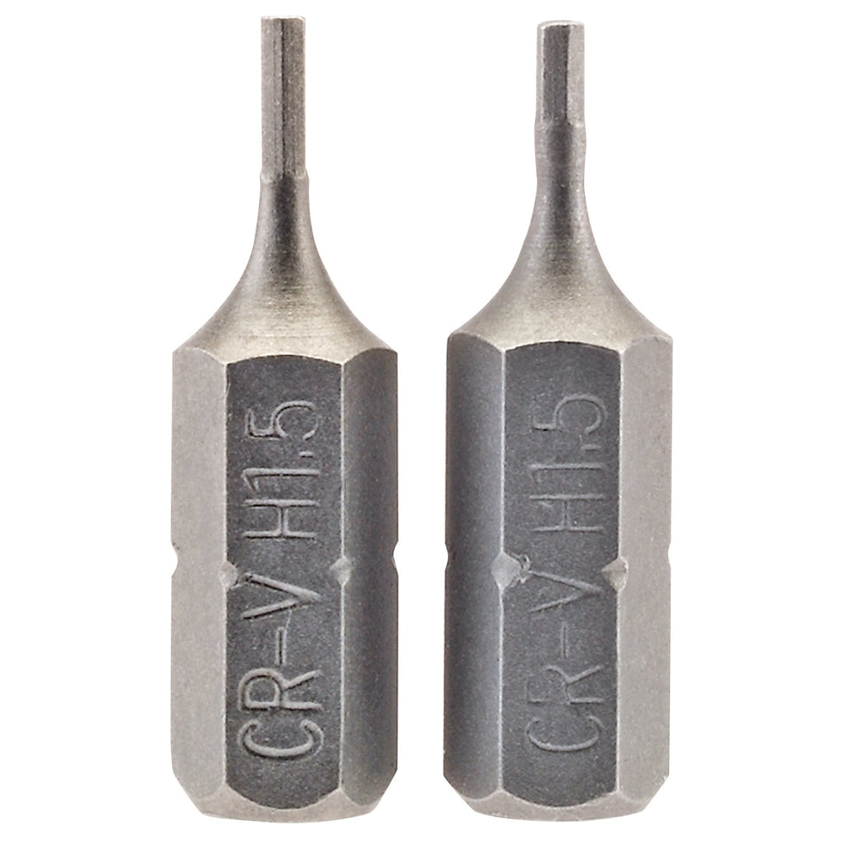 Draper 63944 Hexagonal Insert Bit, 1.5mm, 1/4" Hex, 25mm Long (Pack of 2)