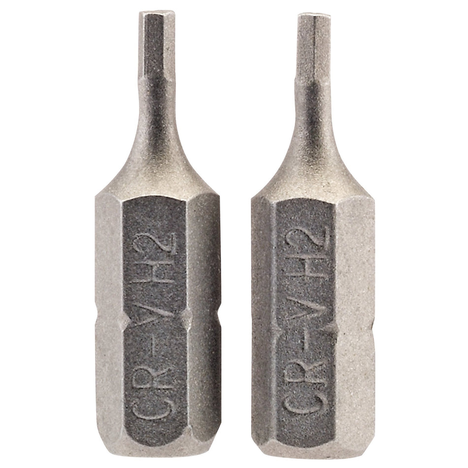 Draper 63945 Hexagonal Insert Bit, 2mm, 1/4" Hex, 25mm Long (Pack of 2)
