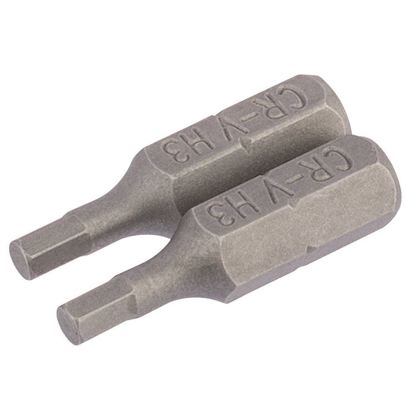 Draper 63962 Hexagonal Insert Bit, 3mm, 1/4" Hex, 25mm Long (Pack of 2)