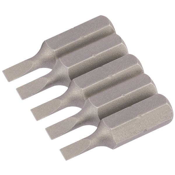 Draper 63999 Plain Slot Insert Bit, 3mm, 1/4" Hex, 25mm Long (Pack of 5)