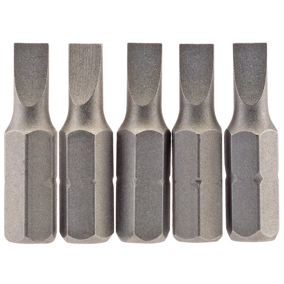 Draper 64008 Plain Slot Insert Bit, 4.5 mm, 1/4" Hex, 25mm Long (Pack of 5)