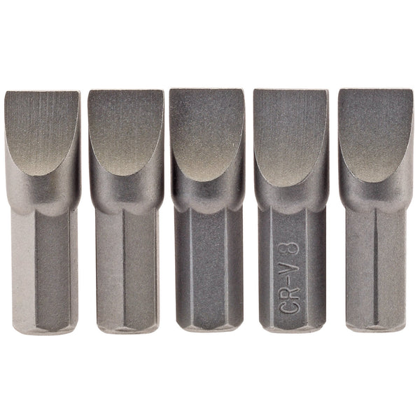 Draper 64013 Plain Slot Insert Bit, 8.0mm, 1/4" Hex, 25mm Long (Pack of 5)