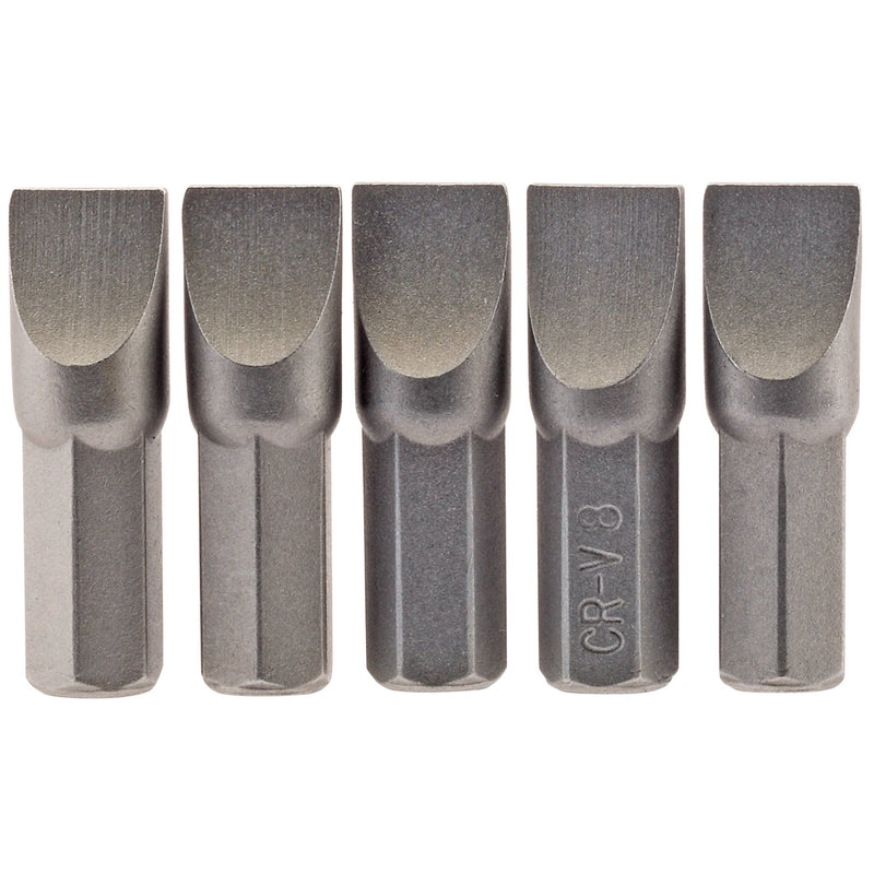Draper 64013 Plain Slot Insert Bit, 8.0mm, 1/4" Hex, 25mm Long (Pack of 5)