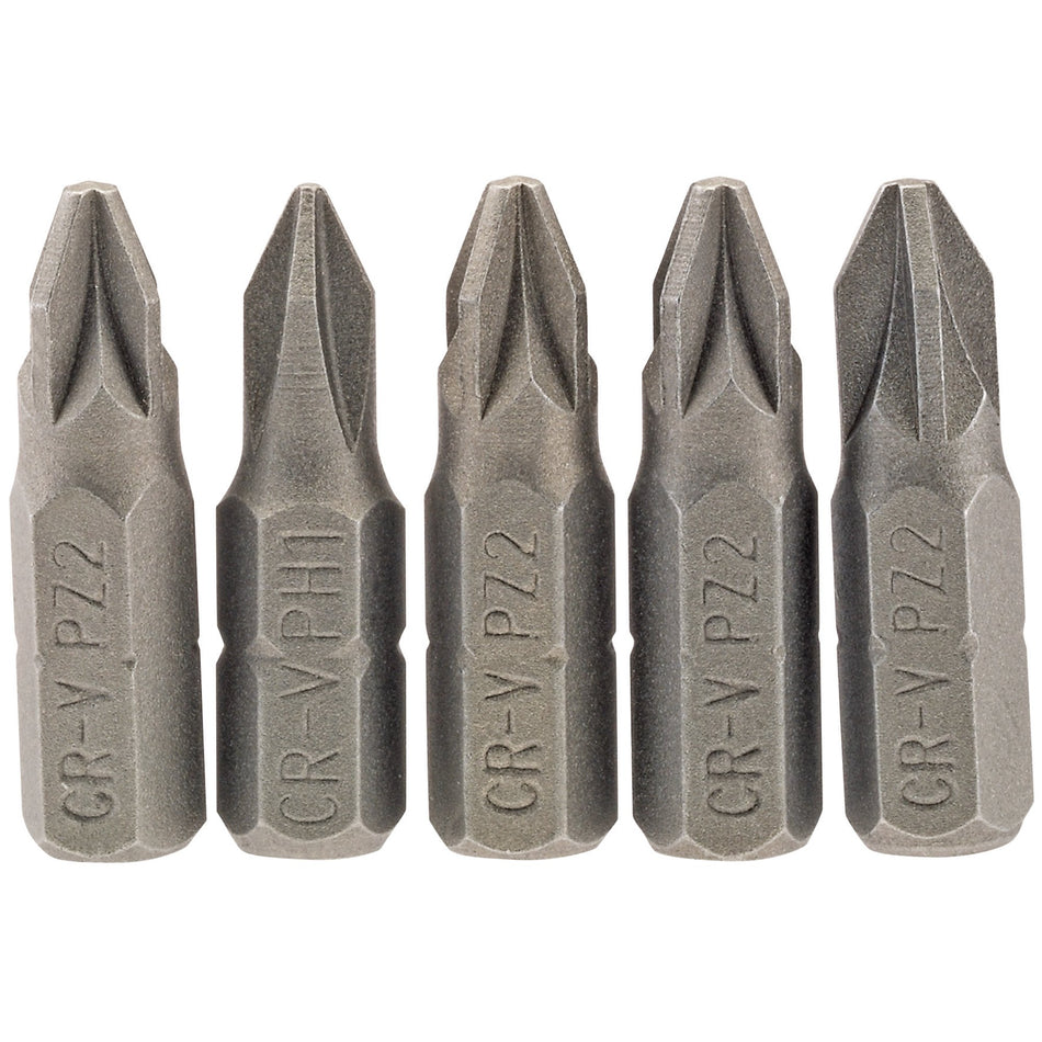 Draper 64015 PZ Type Insert Bit, 1/4" Hex, 25mm Long, No.2 (Pack of 5)