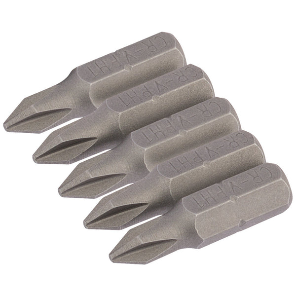Draper 64017 Cross Slot Insert Bit, 1/4" Hex, 25mm Long, No.1 (Pack of 5)