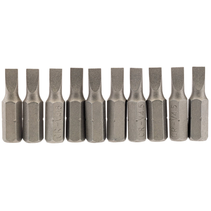 Draper 64027 Plain Slot Insert Bit, 4.5mm, 1/4" Hex, 25mm Long (Pack of 10)