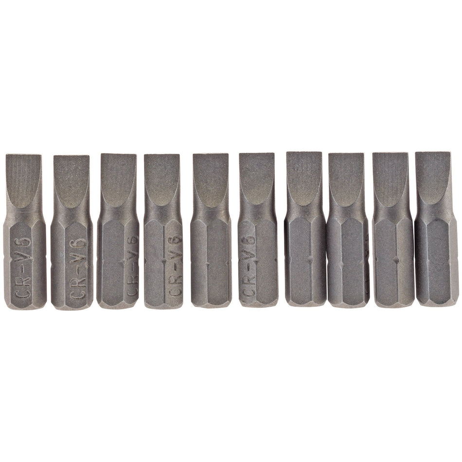 Draper 64031 Plain Slot Insert Bit, 6mm, 1/4" Hex, 25mm Long (Pack of 10)
