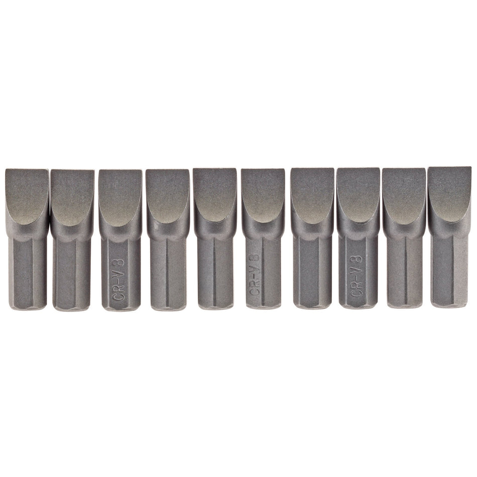 Draper 64046 Plain Slot Insert Bit, 8mm, 1/4" Hex, 25mm Long (Pack of 10)