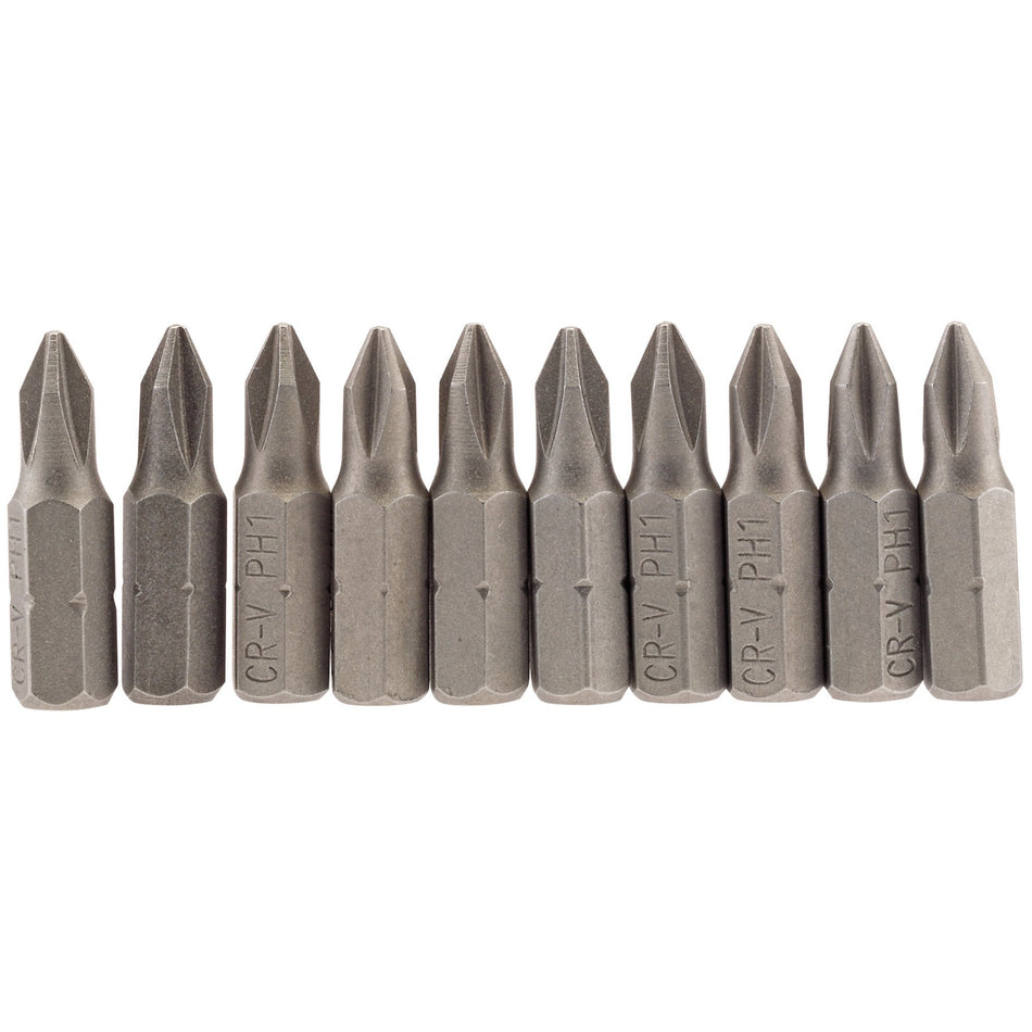 Draper 64060 Cross Slot Insert Bit, 1/4" Hex, 25mm Long, No.1 (Pack of 10)