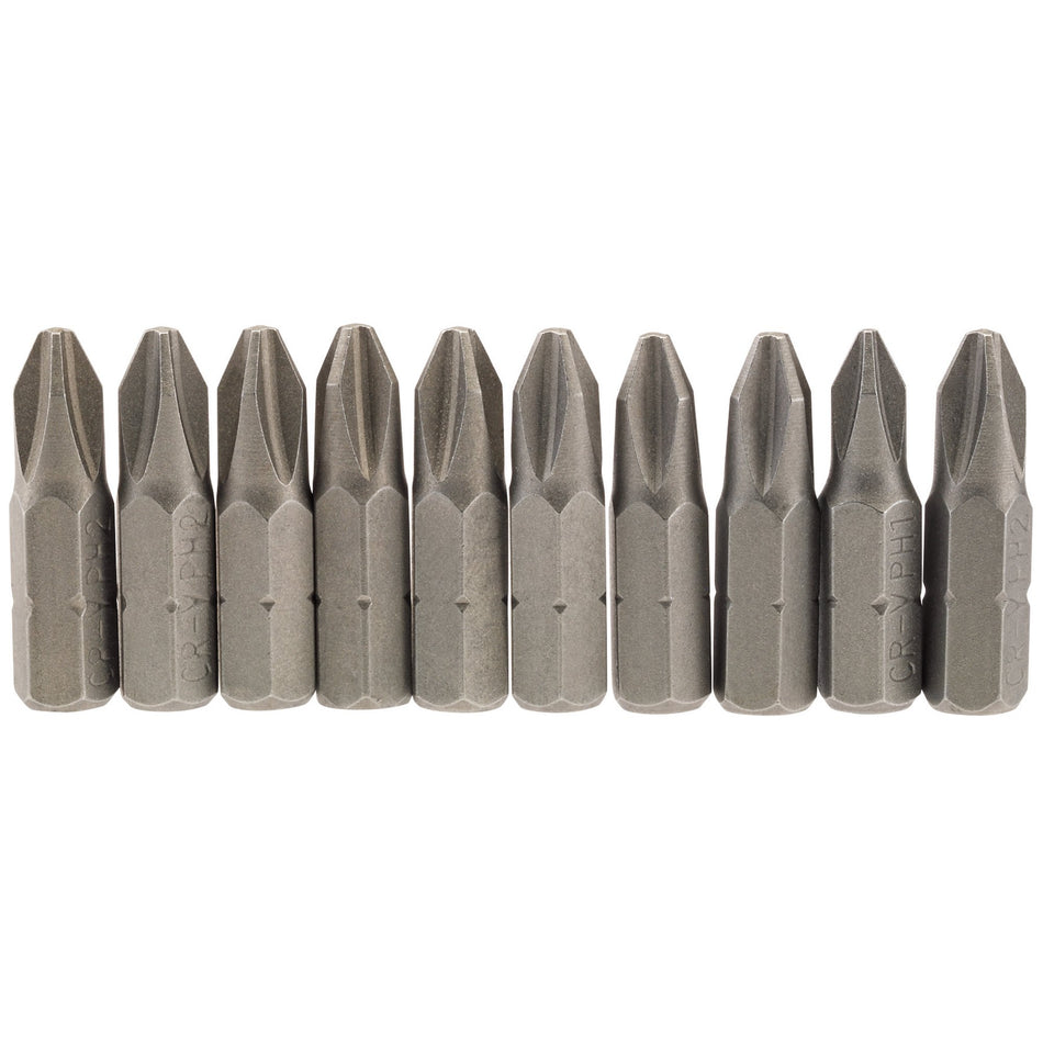 Draper 64072 Cross Slot Insert Bit, 1/4" Hex, 25mm Long, No.2 (Pack of 10)
