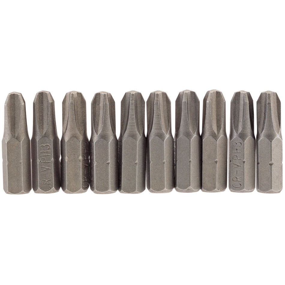 Draper 64087 Cross Slot Insert Bit, 1/4" Hex, 25mm Long, No.3 (Pack of 10)